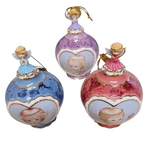 VTG Bradford Editions Heavenly Angels Bell Ornaments Set Of 3 W/Tags With  Box - Picture 1 of 7