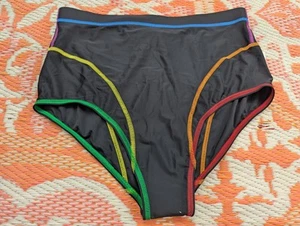 New pride target adult large bathing suit bottom black colorful stitching swim - Picture 1 of 8