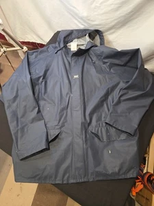 Helly Hansen Workwear Jacket Mens XL Waterproof PVC Vinyl Blue Hooded Mens - Picture 1 of 13