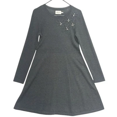 Eliza J Womens A-Line Embroidered Dress Acrylic Gray PL Elegant - Image 1 of 4