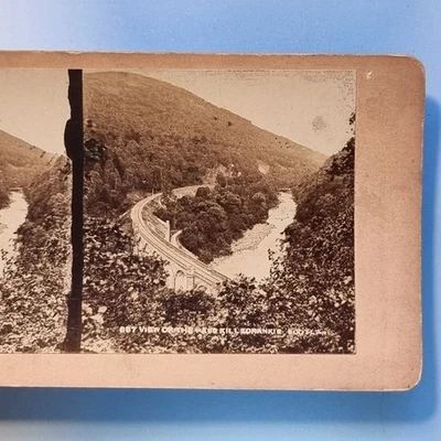 Stereoview Card 3D Real Photo C1870 Killiekrankie Perth Scotland Railway Pass - Image 1 of 3
