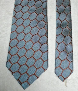 Ermenegildo Zegna Blue Gray Geometric 100% Silk Tie Made in Italy - Picture 1 of 6