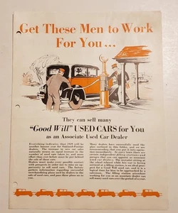 1929 Oakland Pontiac Chevy Good Will Used Cards Dealer Brochure - Picture 1 of 3