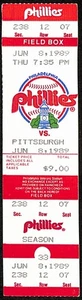1989 Ticket Phillies vs. Pirates 10-0 Comeback J Rooker Walk back to Pittsburgh - Picture 1 of 2