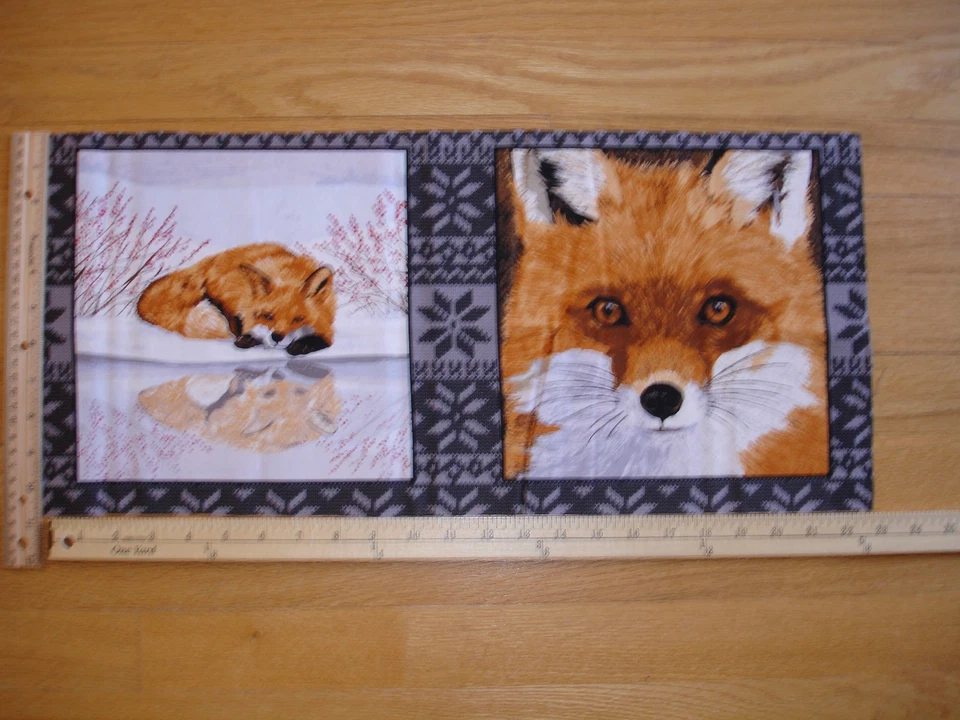 ANDOVER FABRICS Wild Life Arctic Fox Reflections Cotton Quilt Fabric Blocks (2)