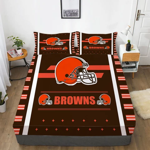 Cleveland Browns Fitted Sheet 3PCS Bed Sheet & Pillowcase Fans Bedding set Cover