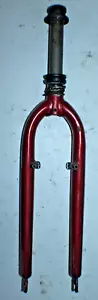 Trek MTB Hybrid Bike Fork 26" 11/8" Threaded 180mm Red Steel Rigid Fast Shipping - Picture 1 of 17