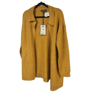 80s Park yellow bobble knit cardigan office sweater chunky boho chic oversized M - Picture 1 of 9