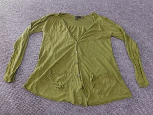 Eileen Fisher Sweater Small linen green Womens Cardigan silk button lightweight - Picture 1 of 13