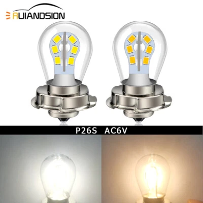 Ruiandsion P26S LED Luce Motore Faro DRL Lampadina Globo Bianco/Caldo AC 6V - Immagine 1 di 4