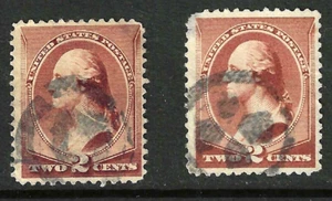 Fancy Cancel x 2 GEOMET-CROSS 2 Cent Washington Sc #210 Banknote 1883 US 87E71 - Picture 1 of 3