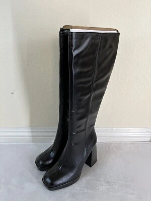 Bershka Mujer Tacón Alto Mini Plataforma Botas Hasta la Rodilla Negras EE. UU. TALLA 6 Foto 1 de 4