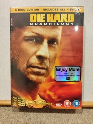 **SEALED** DIE HARD QUADRILOGY 4 Movies 8 Discs DVD Box Set Rated 18 - Region 2 - Image 1 of 4