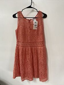 Ladies Three Pink Hearts Coral Trixxi Lace Dress Size XL.  NEW WITH TAGS
