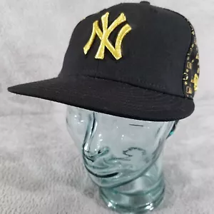 New Era Sombrero New York Yankees Oro Negro MLB Logotipo Toda la Espalda Talla 7 Gorra Ajustada - Imagen 1 de 9
