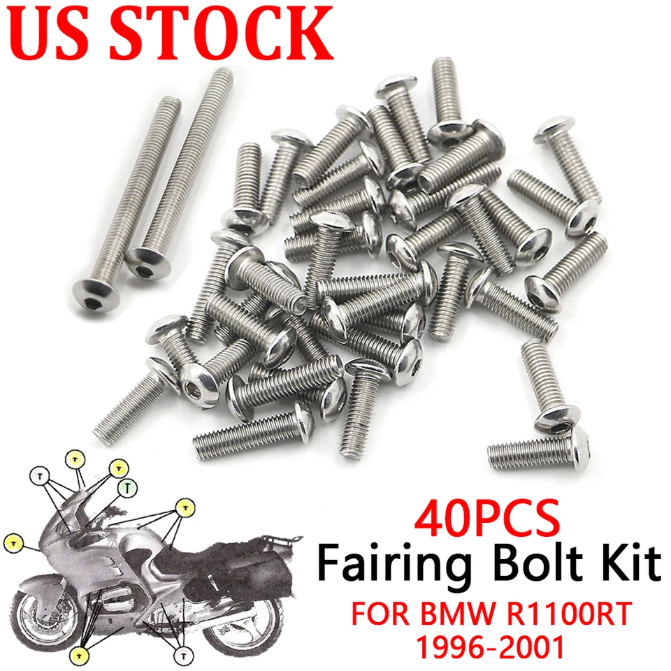 US 48PCS Fairing Bolts Screws Kit For BMW R1100RT R 1100 RT Motorcycle 1996-2001 - Image 1 of 4