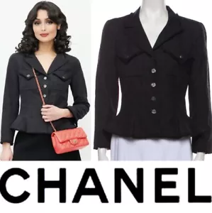 Chaqueta Chanel Vintage 2006 Tweed Negra 36 38 40 4 6 8 Top Coat Logo CC De Colección S M - Imagen 1 de 24