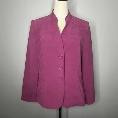 Chaqueta Blazer JM Collection Abotonada Mujer 6 Púrpura Rosa Ajustada Carrera Negocios Foto 1 de 4