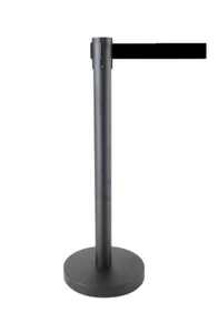 4x 3m Retractable Queue Crowd Barriers Crowd Control (Black Pole & Belt) - Picture 1 of 6
