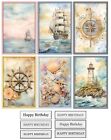 Vintage Aged Nautical Themed Male Card Toppers X 6 Plus 6 Birthday Sentiments