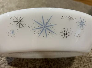 Vintage MCM Glasbake Milk Glass Divided Dish Atomic Starburst - Picture 1 of 10