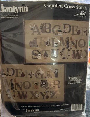 De colección 1989 Janlynn Contado Punto de Cruz "Alfabeto" #93-01, 33"x14" Foto 1 de 4
