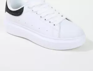 Women's Black Rhinestone Accent Platform Sneakers - Picture 1 of 4