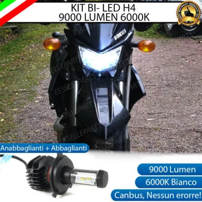 LAMPADA LED H4 6000K 9000 LUMEN CANBUS KAWASAKI D-TRACKER MOTO NO AVARIA LUCI - Immagine 1 di 4