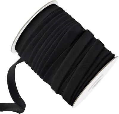 Cinta sesgada de doble plegado de 1/2 pulgada x 50 yardas Cinta de encuadernación sesgada para coser negra Foto 1 de 4