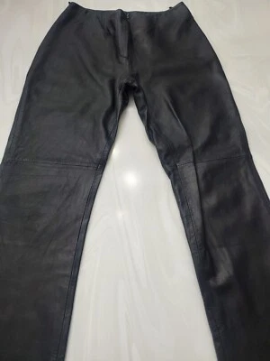 INC  100% geniune leather brown straight leg pants size 10 - Image 1 of 4