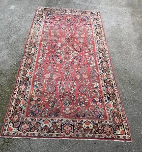 1930s 5x10’ Antique Saruk Sarouk handmade Oriental Area Rug burgandy RARE SIZE - Picture 1 of 7