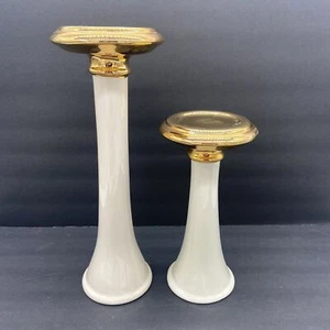 Set 2 portacandele a colonna vintage JARU oro crema MCM 1987 LEGGI CHIP - Foto 1 di 13