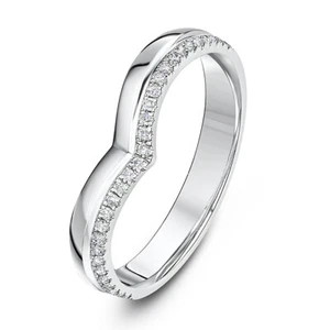 9ct Carat White Gold Diamond Curved Wishbone Eternity Style Shaped Ring 3mm - Picture 1 of 2
