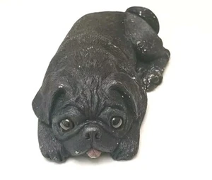 Vintage 1983 Sandicast Skulptur - handgefertigt 151 Mops - schwarz - 9" x 4,5" - Bild 1 von 6