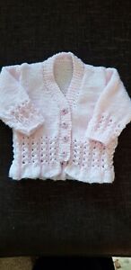 HAND KNITTED   PINK CARDIGAN 3-6 MONTHS NEW