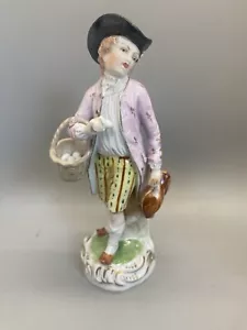 Carl Thieme Dresden 6" Figurine Victorian Man Pheasants Basket of Eggs - Picture 1 of 10