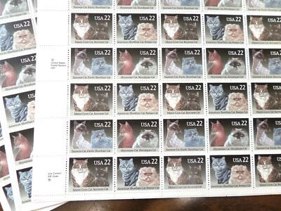 US Stamp Scott #2372-75 Domestic Cats 10 Sheets of 40 - Image 1 of 3