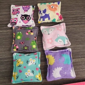 Flanell Sitzsack Set (6) Fidget Sorte Fuchs Eule Frosch Hund Physiotherapie Spielzeug - Bild 1 von 4