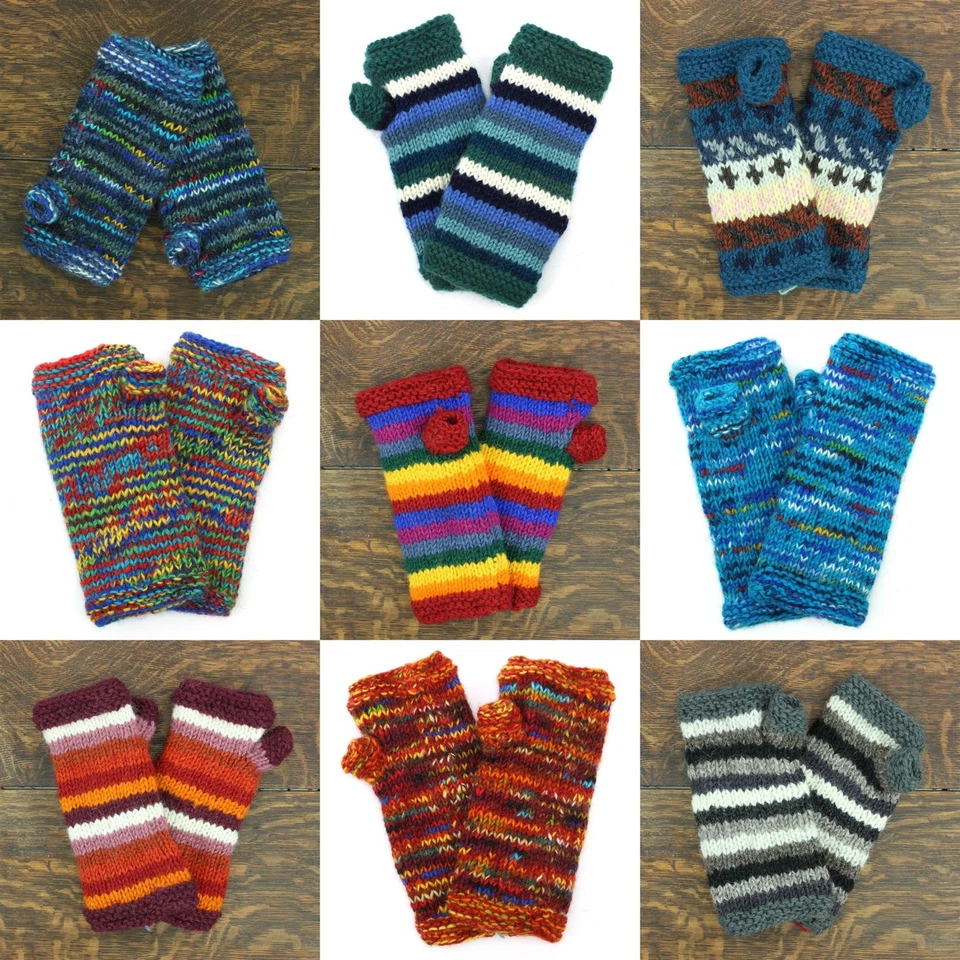 Hand Knitted Wool Arm Warmer Armwarmer Wristwarmer Lined Fleece Glove - Image 1 of 1