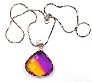 Pear Cut 83.10 Ct Multi-Color Brazil Ametrine Pendent With Free Silver Chain MUR - Picture 1 of 15