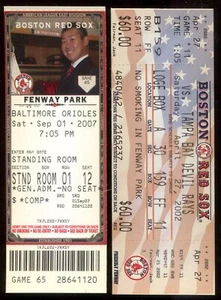2002 April 27th Derek Lowe No Hitter Ticket & 2007 Sept 1 Clay Buchholz Red Sox - Picture 1 of 2
