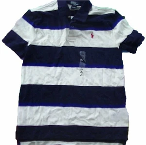 Ralph Lauren Big Boy Striped Polo Tee Shirt Large dk wht mlt - Picture 1 of 1