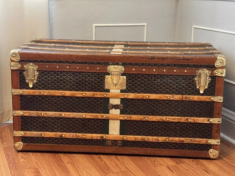 Goyard Steamer Trunk Antique Luggage Like Louis Vuitton Cover