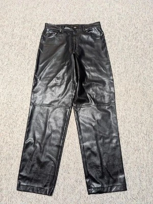 vintage 1990s faux leather PUNK goth pants 33x34 black BC ETHIC hot topic SKATE - Image 1 of 4