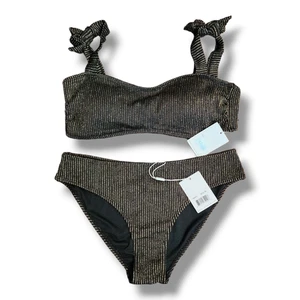 Ingear Black & Gold Metallic Striped Bikini Set Women’s Size XL - Picture 1 of 8