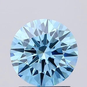 Round 1.52 Cts Fancy Vivid Blue VS2 IGI Certified Lab Grown CVD Diamond - Picture 1 of 10