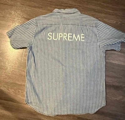 Supreme полоски джинсовой ткани рубашка с коротким рукавом - Изображение 1 из 4