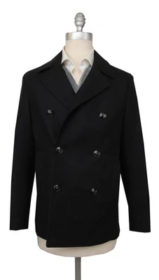 Kiton Black Wool Solid Peacoat - 46/56 - (KT372411) - Image 1 of 4