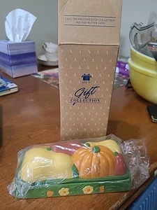 Avon Fall Colorful Squash Pumpkin Flower Tabletop Butter Dish 7" Long x 3" Wide - Picture 1 of 5