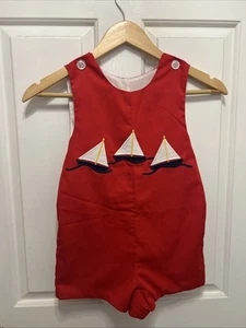 Vintage Kelly’s Kids Red Top Button Jumper With Sail Boats Boys Size 6 Summer - Picture 1 of 4